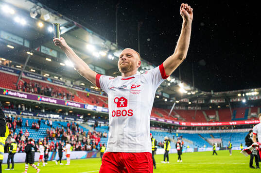 Henrik Kjelsrud Johansen of Fredrikstad celebrates with the