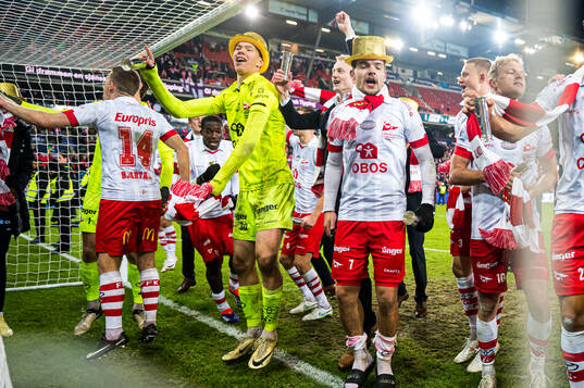 Jonathan Frost Fischer of Fredrikstad celebrates