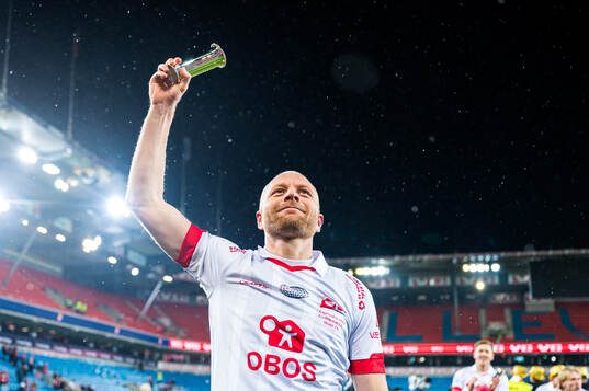 Henrik Kjelsrud Johansen of Fredrikstad celebrates with the