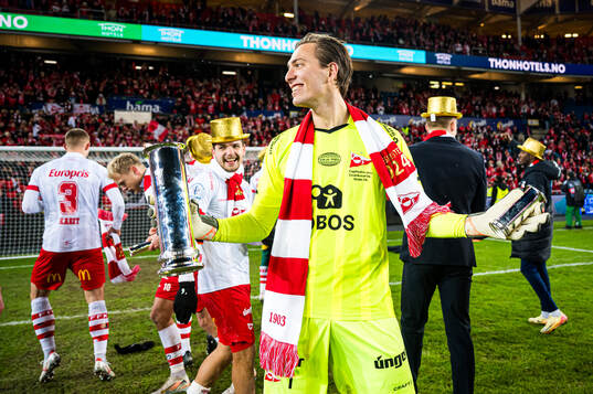 Håvar Grøntvedt Jenssen of Fredrikstad celebrates with