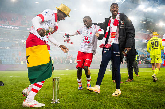 Maxwell Woledzi, Fallou Fall and Mai Traore of Fredrikstad