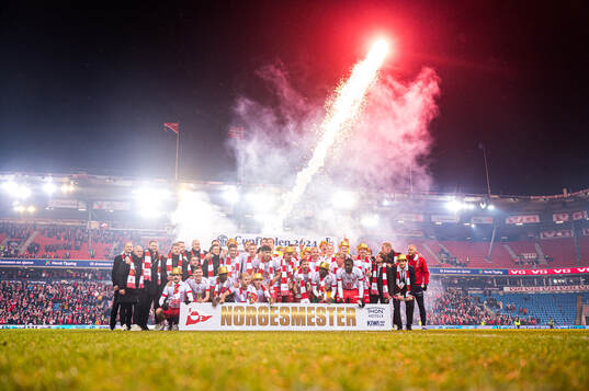 Players of Fredrikstad celebrates with the trophy