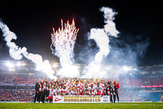Players of Fredrikstad celebrates with the trophy
