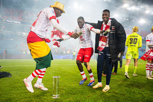 Maxwell Woledzi, Fallou Fall and Mai Traore of Fredrikstad