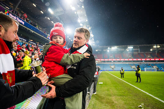 Andreas Hagen, head coach of Fredrikstad, celebrates