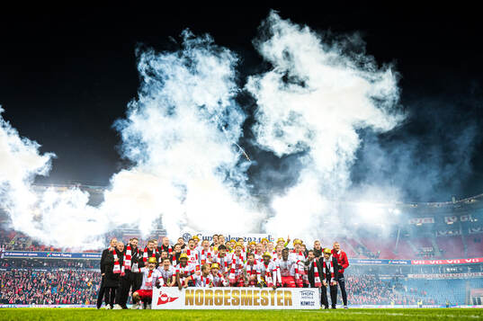 Players of Fredrikstad celebrates with the trophy