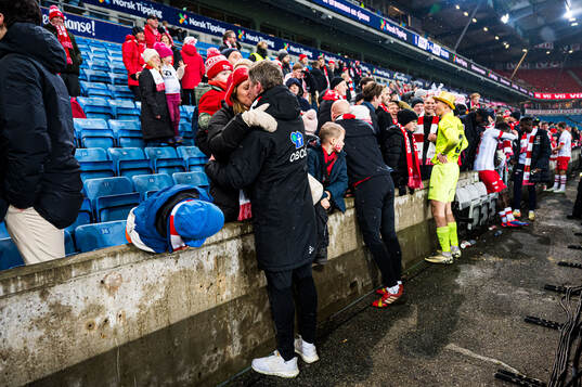 Andreas Hagen, head coach of Fredrikstad, celebrates