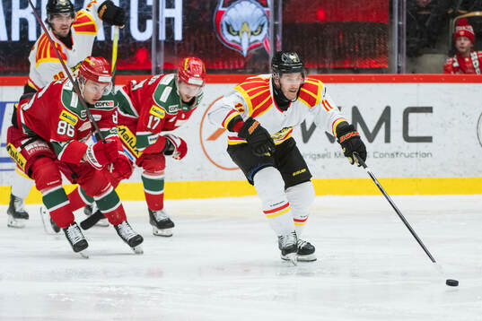 Brynäs Jordan Schroeder och Modos Lukas Jasek och Riley