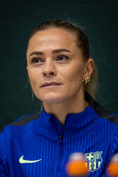 Fridolina Rolfö of FC Barcelona gives a press conference