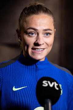 Fridolina Rolfö of FC Barcelona gives an interview