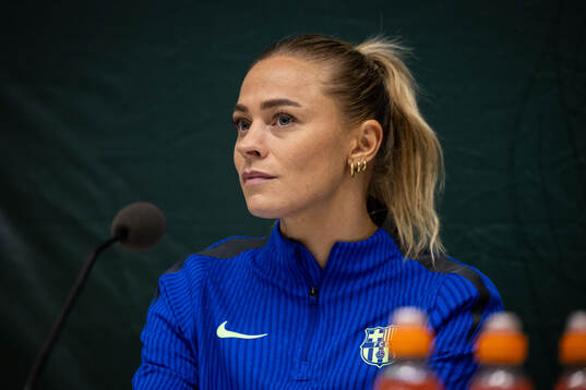 Fridolina Rolfö of FC Barcelona gives a press conference