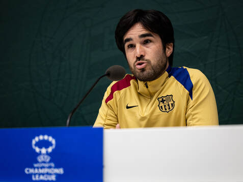 Pere Romeu head coach of FC Barcelona gives a press