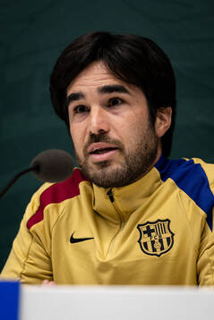 Pere Romeu head coach of FC Barcelona gives a press