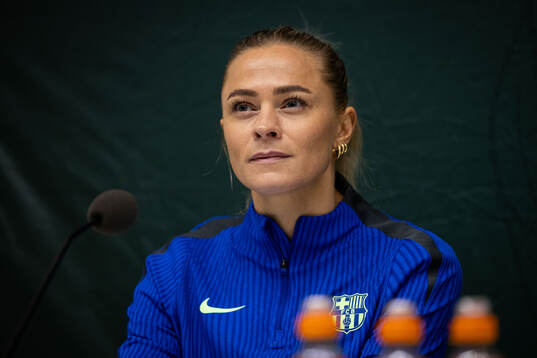 Fridolina Rolfö of FC Barcelona gives a press conference