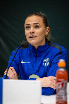 Fridolina Rolfö of FC Barcelona gives a press conference