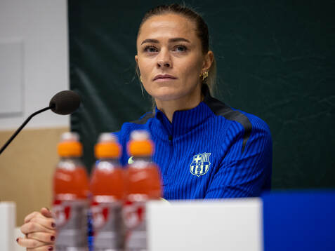 Fridolina Rolfö of FC Barcelona gives a press conference