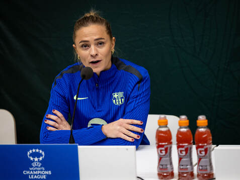 Fridolina Rolfö of FC Barcelona gives a press conference