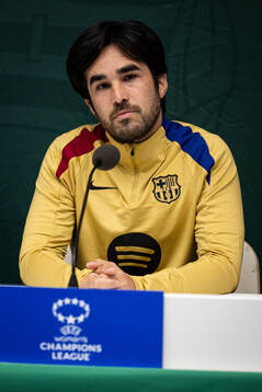 Pere Romeu head coach of FC Barcelona gives a press