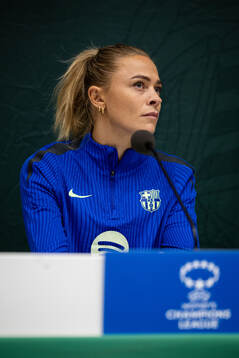 Fridolina Rolfö of FC Barcelona gives a press conference