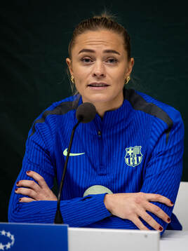 Fridolina Rolfö of FC Barcelona gives a press conference