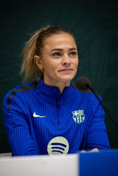 Fridolina Rolfö of FC Barcelona gives a press conference