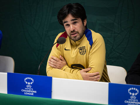 Pere Romeu head coach of FC Barcelona gives a press