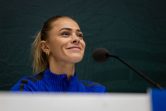 Fridolina Rolfö of FC Barcelona gives a press conference