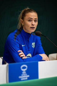 Fridolina Rolfö of FC Barcelona gives a press conference