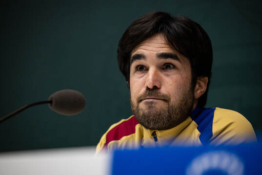 Pere Romeu head coach of FC Barcelona gives a press