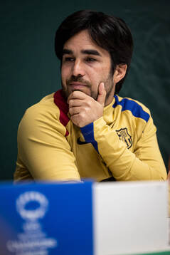 Pere Romeu head coach of FC Barcelona gives a press