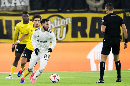Besfort Zeneli of Elfsborg and Marko Jankovic of Qarabag