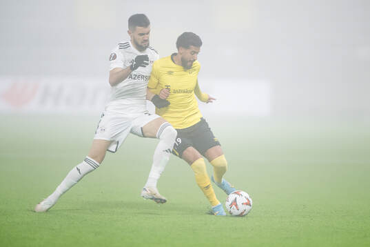 Tural Bayramov of Qarabag and Rami Kaib of Elfsborg