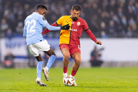 Taha Ali of Malmö FF and Kerem Demirbay of Galatasaray