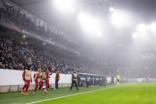 Players of Galatasaray warming up