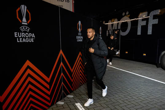 Martin Olsson of Malmö FF arrives to the stadium