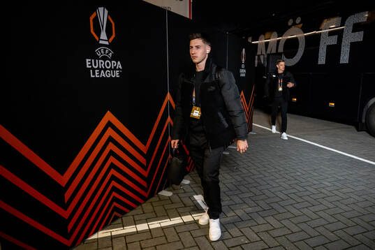 Lasse Berg Johnsen of Malmö FF arrives to the stadium