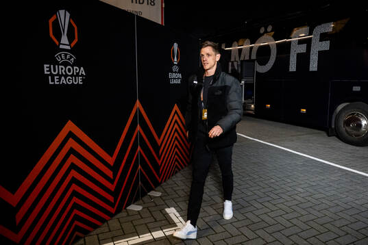 Søren Rieks of Malmö FF arrives to the stadium