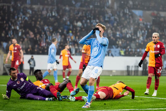 Hugo Bolin of Malmö FF looks dejected