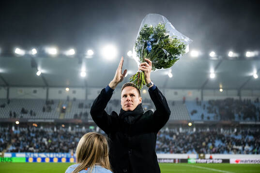 Niklas Moisander of Malmö FF is celebrated as he leaves