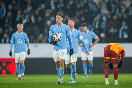 Erik Botheim and Anders Christiansen of Malmö FF look