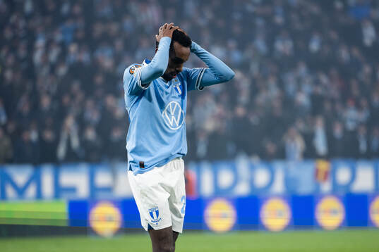 Taha Ali of Malmö FF looks dejected