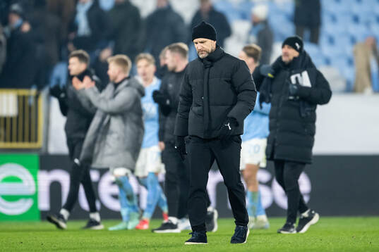 Head coach Henrik Rydström of Malmö FF looks dejected