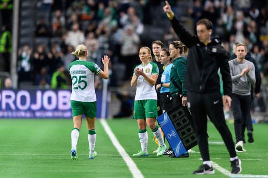 Jonna Andersson of Hammarby is substituted off for Ellen