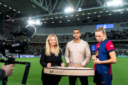 Fridolina Rolfö of Barcelona is interviewed by Swedish