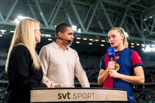 Fridolina Rolfö of Barcelona is interviewed by Swedish