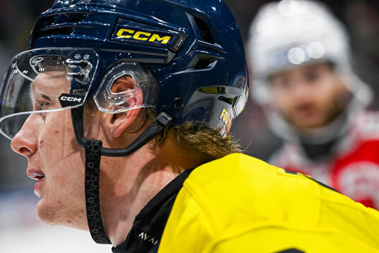 Fredrik Olofsson of Sweden in the ice hockey game between