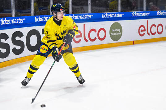 Tom Nilsson of Sweden in the ice hockey game between Sweden