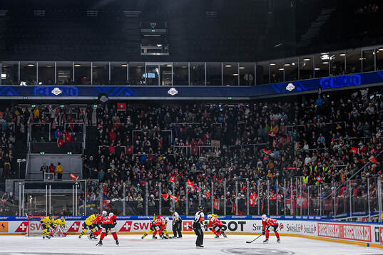 General view in the ice hockey game between Sweden and