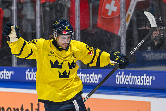 Mathias Brome of Sweden celebrates