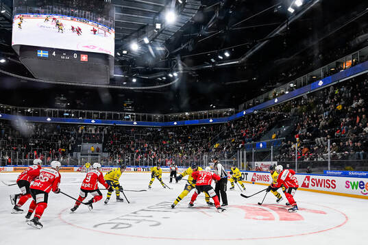General view in the ice hockey game between Sweden and